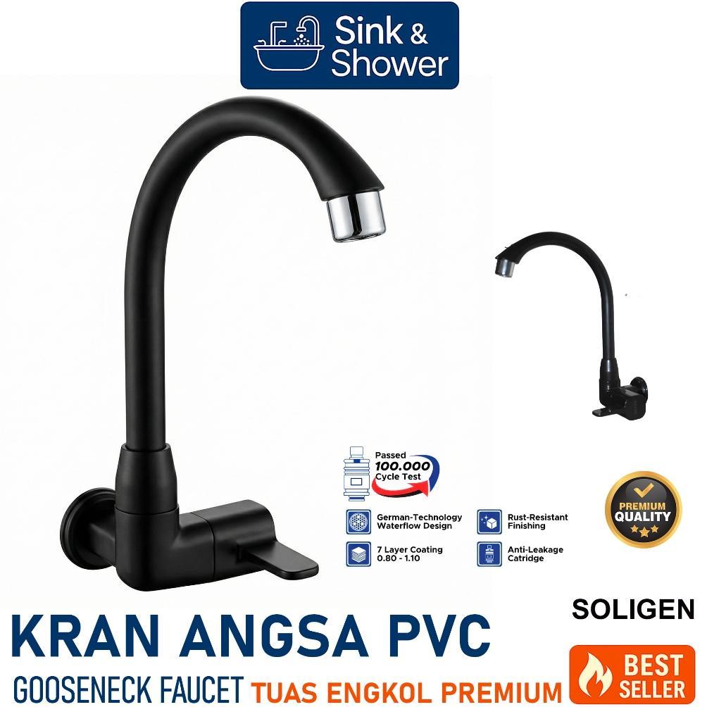 Kran Angsa Pvc Dapur Soligen Hitam Premium Gooseneck Faucet Kran Dapur