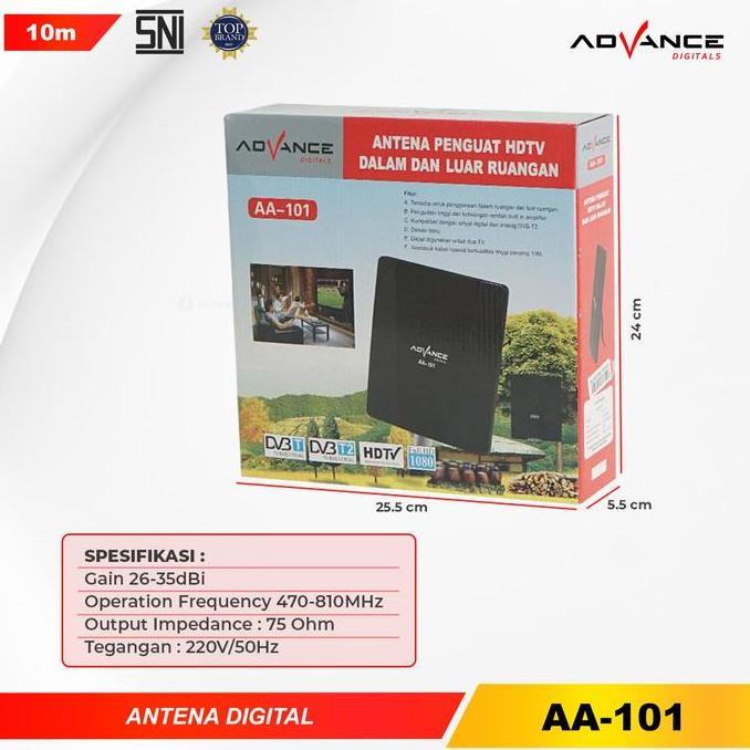 Advance AA-101 Antena Booster TV Digital Cocok untuk TV tabung dan LED Support Indoor & Outdoor Free