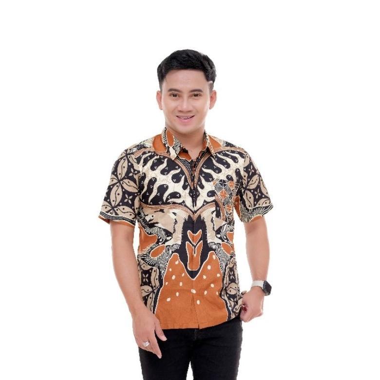 PREMIUM Baju Batik Pria Lengan Pendek / Azriel Batik Premium / Kemeja batik pria lengan pendek
