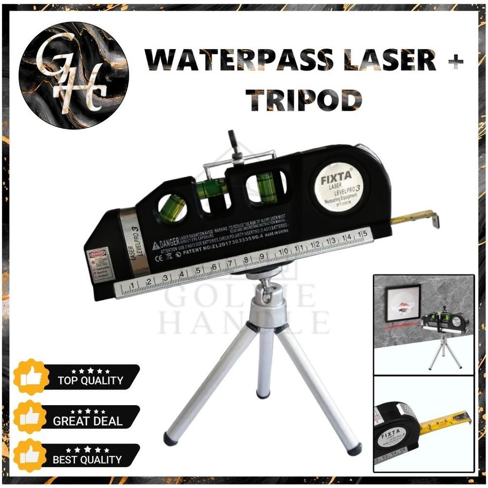 Waterpass Fixta Level Pro 3 Penggaris Laser Waterpass Meteran Laser include Tripod 250 Cm Laser