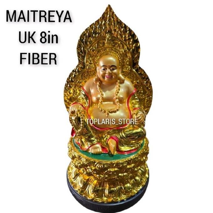 Patung Buddha Maitreya Aura Fiber Emas