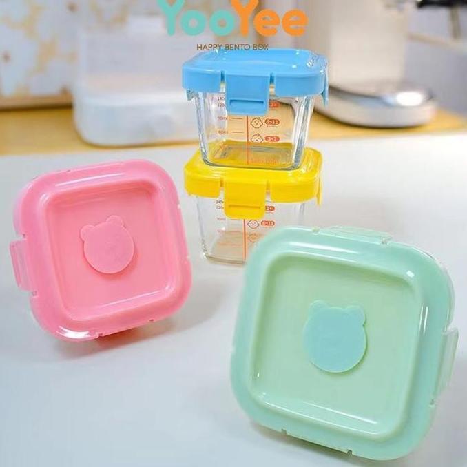 Yooyee Glass Food Container - Wadah Makan Anti Tumpah - Food container baby kaca