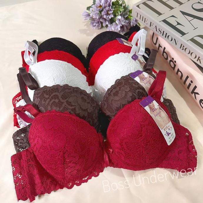 Bra push up, bra kawat, bra busa tebal brukat, bra import, BH kawat brukat bunga, BH kawat busa teba