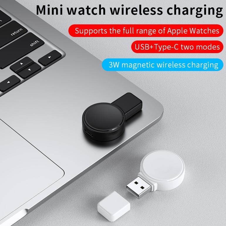 HOT DEALS [ KHUSUS APPLE IWATCH ] EZTECH Wireless Charger Mini Portable X53 2in1 Apple Watch Series 