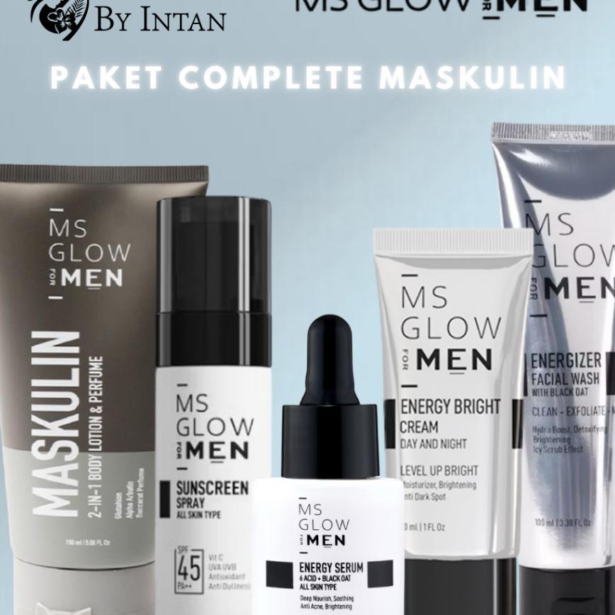 Ms Glow For Men Skincare Paket Perawatan Wajah Pria Facial Wash Cream Serum Sunscreen Body Lotion