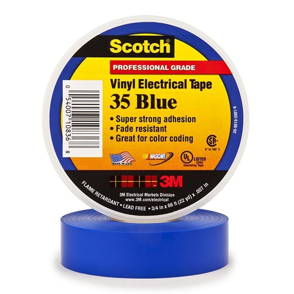 3M Scotch 35 Vinyl Electrical Tape Blue 19Mm X 20M Scotch 35 Vinyl 3M Warna Biru