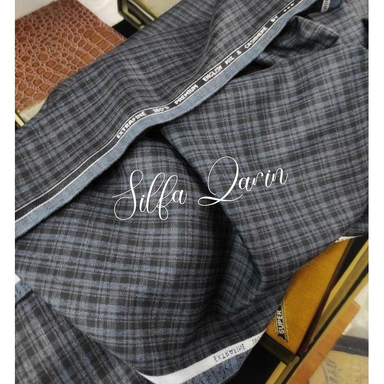 Kain Bahan Celana Kotak Semi Wool Cashmere England (Harga Per 1 Kain Celana)