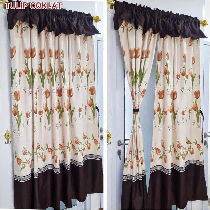 Ready stock BL GORDEN PINTU MODEL SERUT TINGGI 200 CM MOTIF TULIP COKLAT