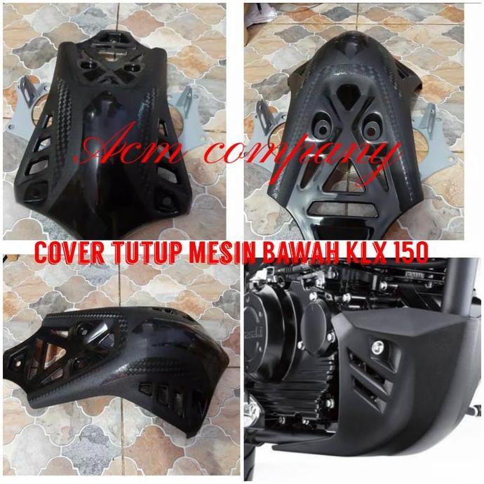 COVER TUTUP MESIN BAWAH KAWASAKI KLX 150 BLACK CARBON READY