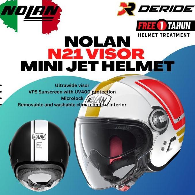 NOLAN N21 VISOR HELM MOTOR HALF FACE SNI DOUBLE VISOR DV