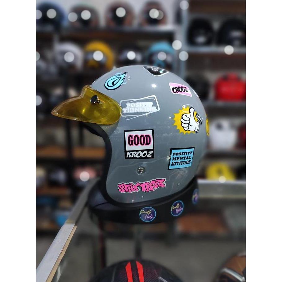 HELM BOGO RETRO RSIX R SIX R-SIX GUARDIA MOTIF PET TRANSPARAN