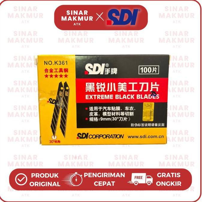 Korta- Cutter Blade/Isi/Refill Cutter Kecil 9Mm 30 Derajat Extreme Black Sdi K361 (Tube)