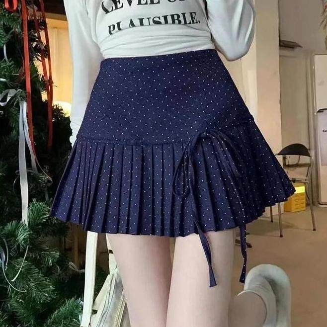 Rok Pendek Wanita Gaya Korea Rok Apinggang Tinggi Rok Lipit Wanita