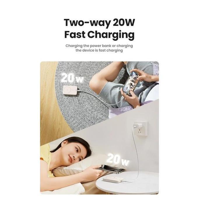 Paor- Ugreen Magnetic Powerbank Magsafe Wireless Pd Fast Charging 20W 10.000Mah For Iphone 15 Series