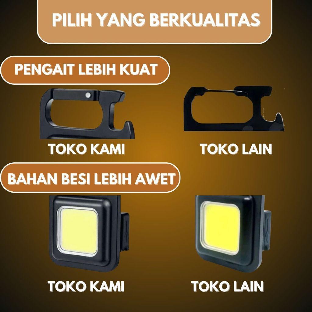 Senter Mini Led Cob Gantungan Kunci Besi Lampu Kecil Keychain Camping Alumunium Cas Usb Type-C
