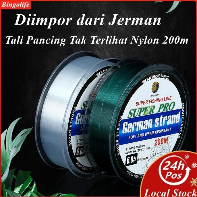 Bingolife Germany Fishing Line 200m Nilon Senar Set Peralatan Pancing