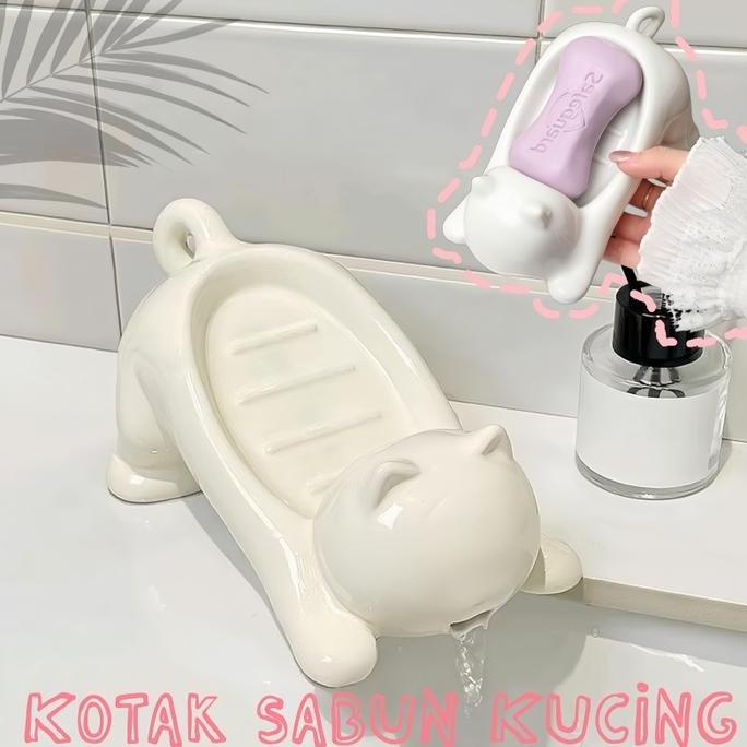 YORKSHIREY Kotak Sabun Plastik Kucing Tempat Kotak /Sabun Batang Travel Kotak Wadah Sabun Batang Man