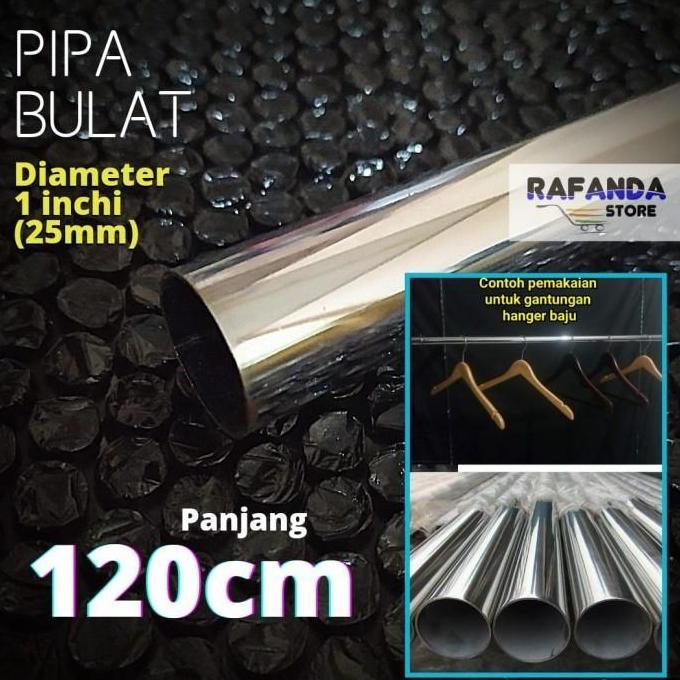 Ukuran 1,2 meter Pipa besi bulat chrome stainless gantungan baju