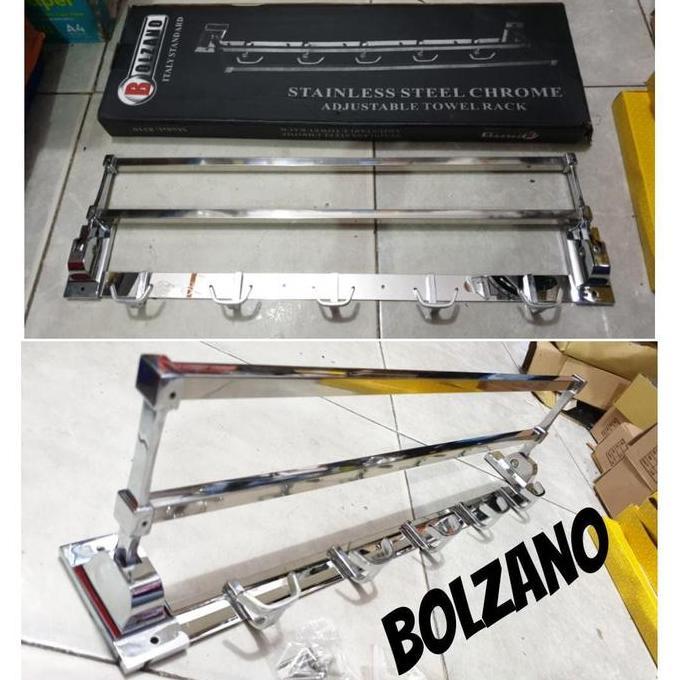 BEBAS ONGKIR - Rak handuk lipat stainless 2 baris BOLZANO HARGA AGEN