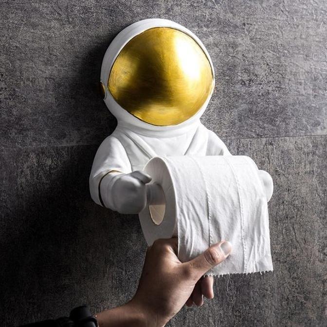 TERMURAH - Astronaut Tissue Roll Hanger / Tempat Tissue Tisu Toilet Tempel Dinding Astronot Lucu Nor