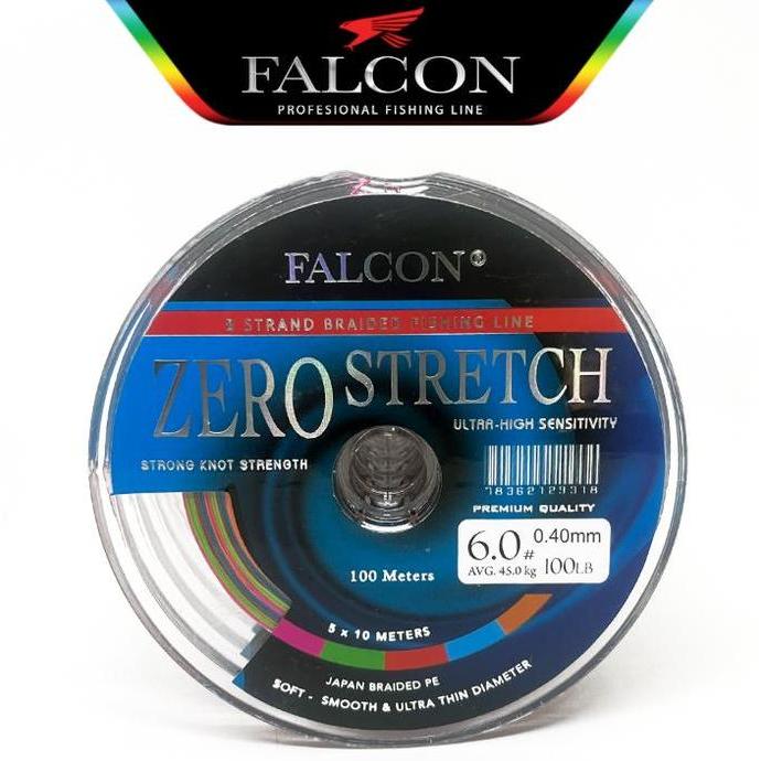 senar PE X8 FALCON ZERO STRETCH BRAIDED PE Mancing Pancing