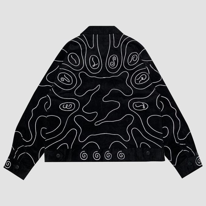 Bless- Evilspirit Jacket Corduroy - Opalina Black Unisex Zipper Pria Jaket Tebal Cowok Casual Panjan