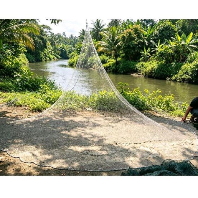 opevana78 - jala ikan,  jala lempar 4,5 meter bahan senar siap pakai,  jala udang,  jala kali, jala 