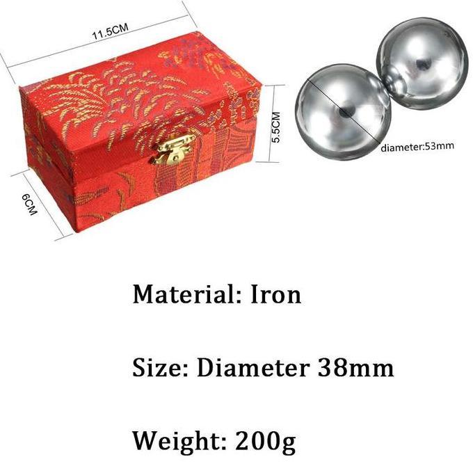 IDSTORE 2pcs Bola Recover Tangan Baoding Bola Cina Stainless Steel  Pijat Stres Bantuan Relaksasi Bo