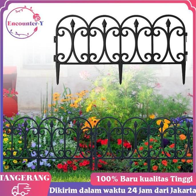 QINGACHO Pagar Taman Plastik Minimalis Pagar Kebun 58x23cm Pagar Kecil Taman Pagar Taman Outdoor