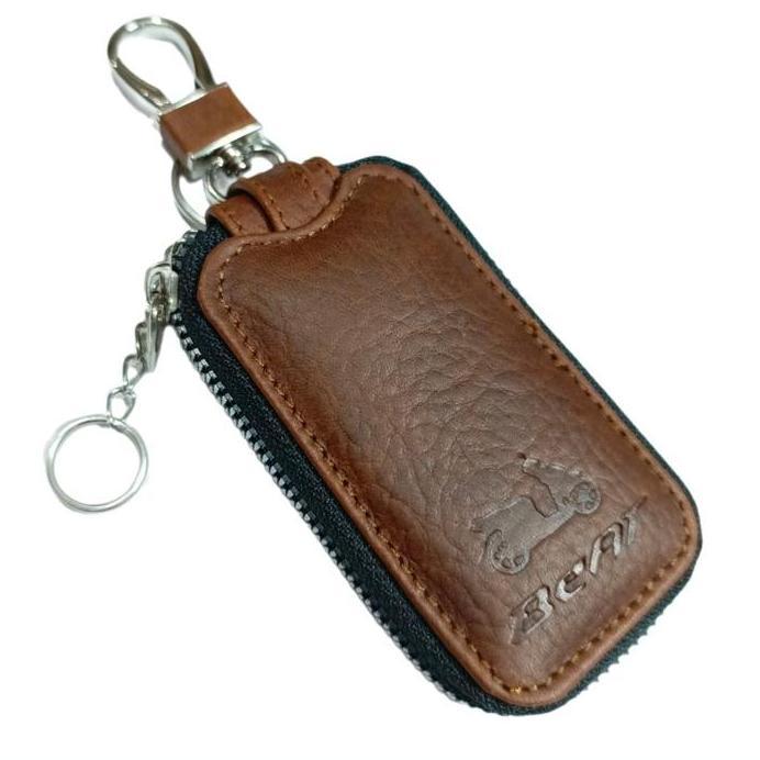 Gantungan kunci motor Honda BEAT keyless kulit asli dompet stnk