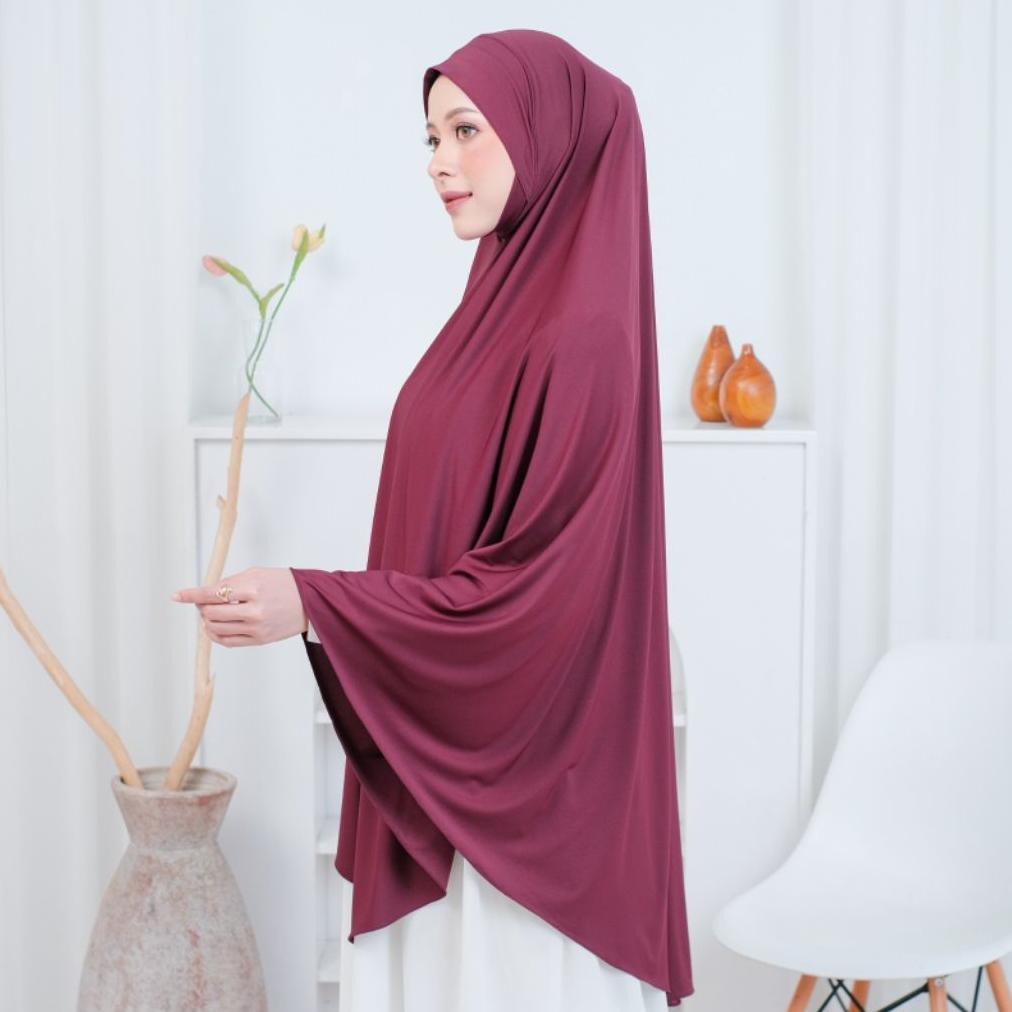 BESTPROMO Khimar Hijab Dagu jersey XXL Jumbo tanpa Pet Busa Long cover