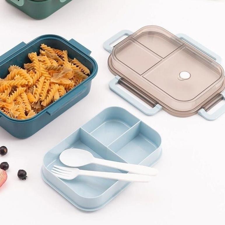 Terlaris Lunch Box Bento 2 Susun 3 Sekat Free Sendok Garpu