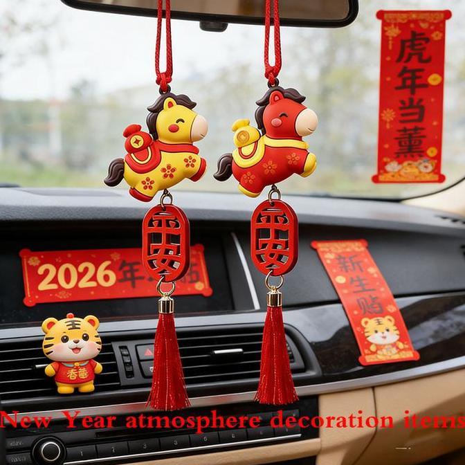 Aksesori mobil zodiak kuda Menggunakan elemen tradisional yang dipadukan dengan desain kuda yang men