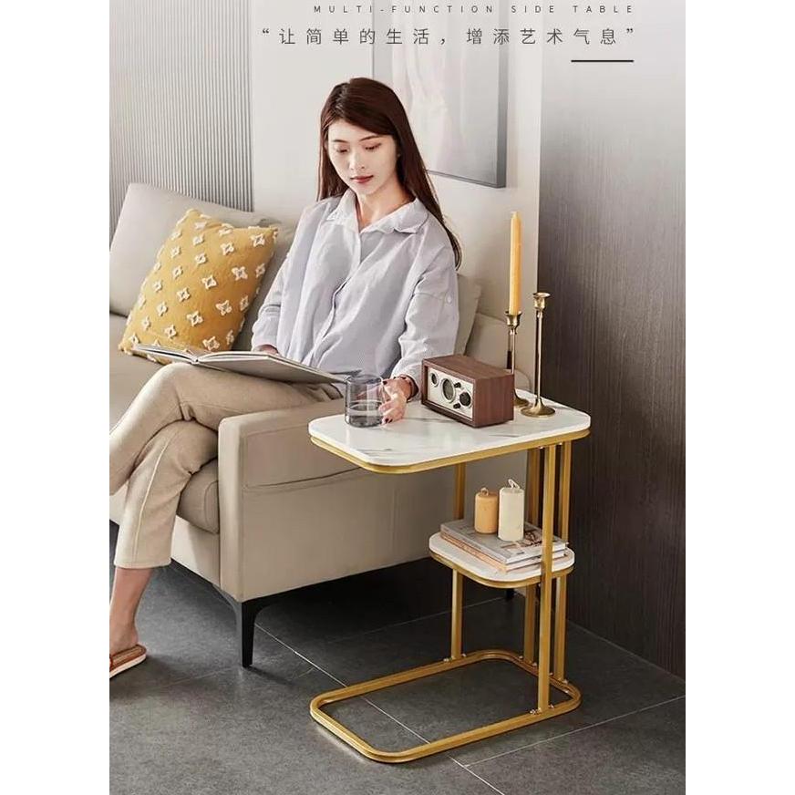 Terbaru Coffee Table Side Gold Marble / Meja Marble Ruang Tamu / Meja Sudut