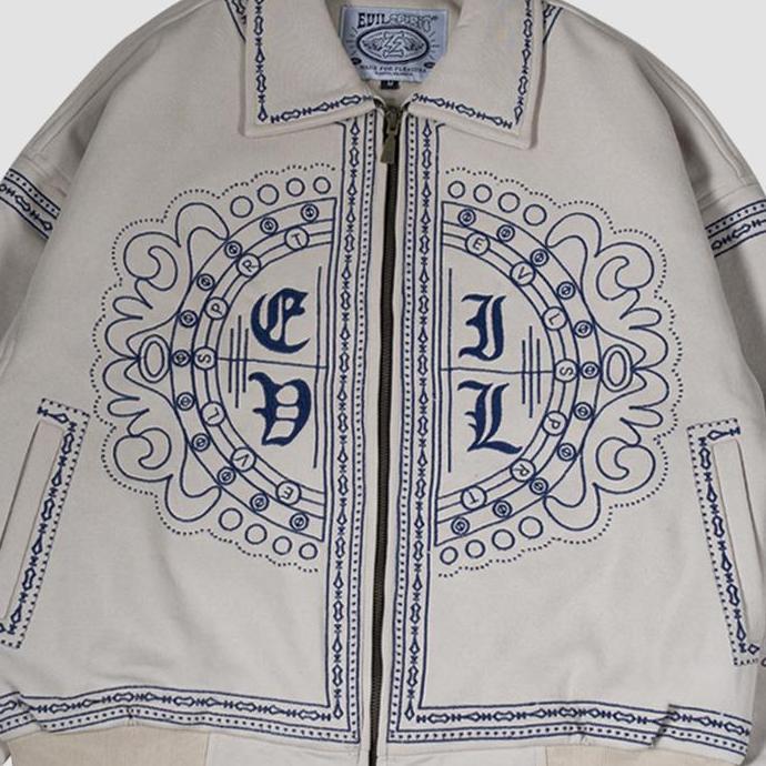 EVILSPIRIT VARSITY JACKET - CHARLOTTE CREAM UNISEX PS