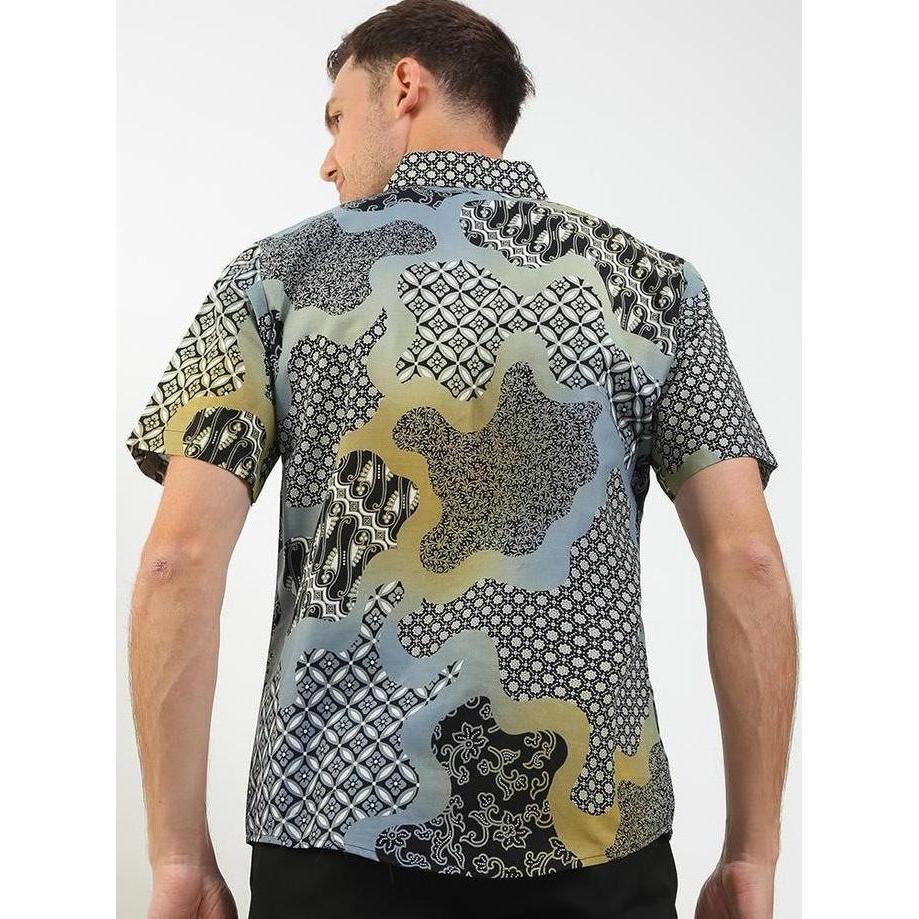 Arjuna Weda Hem Batik Pria Motif Sekar Jagad Pelangi B - Slim Fit | Katun | Lengan Pendek
