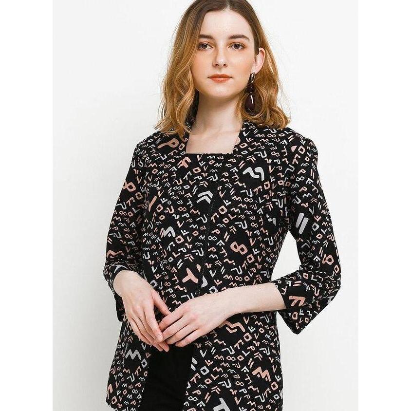 Arjuna Weda Blouse Wanita Batik Motif Aksara Lontara - Katun | Kutu Baru