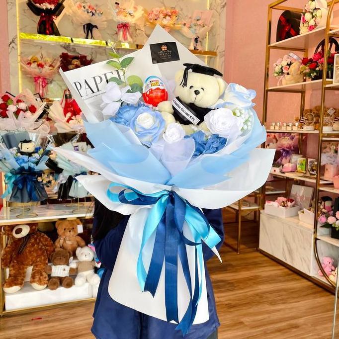 Termurah Buket Boneka Wisuda /  Buket Bunga Artificial / Buket Bunga Wisuda Snack