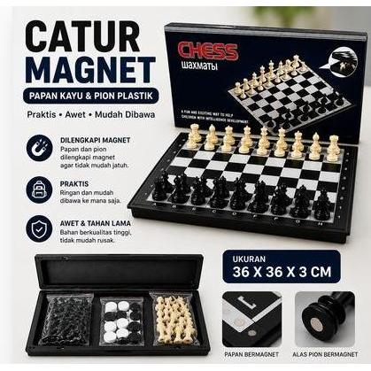 Aminahhasyim- CATUR MAGNETIC MAGNIT MAGNET CHESS BESAR PLASTIK LIPAT IMPORT Diskon