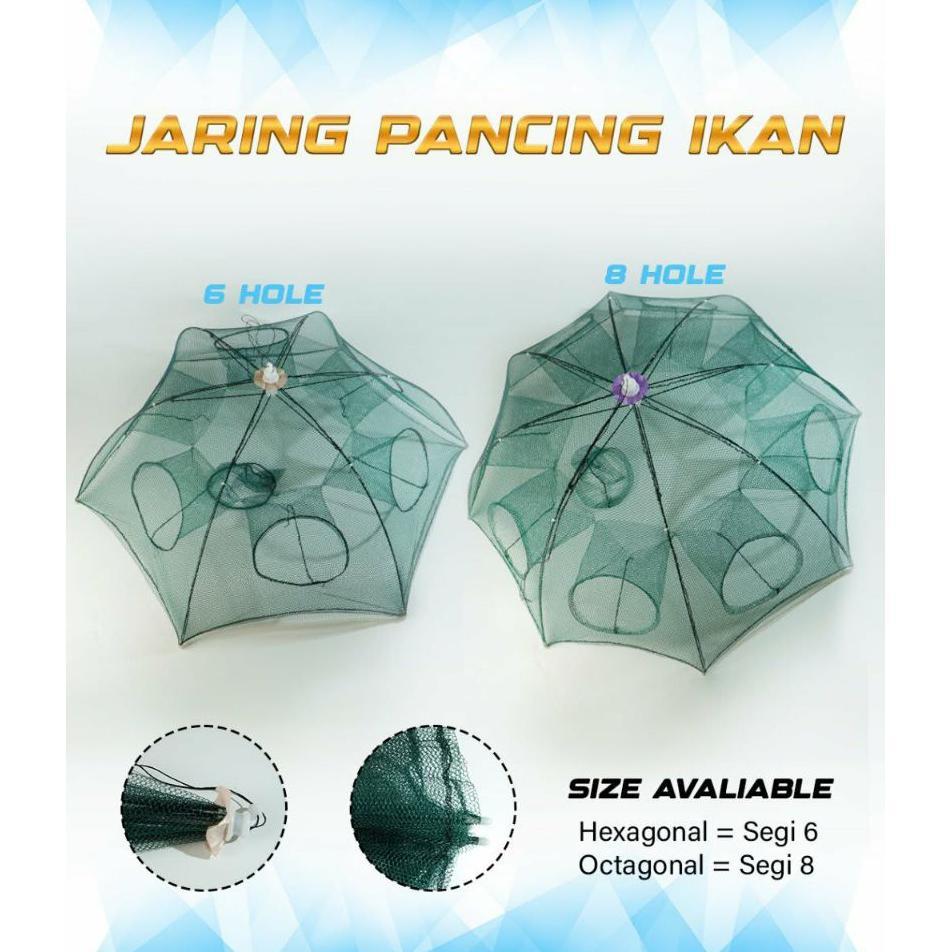 Perangkap Ikan Udang Bubu Payung 6 Lubang 8 Lubang