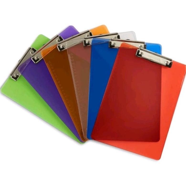Clipboard Plastik Warna Bening / Papan Ujian Transparan Folio