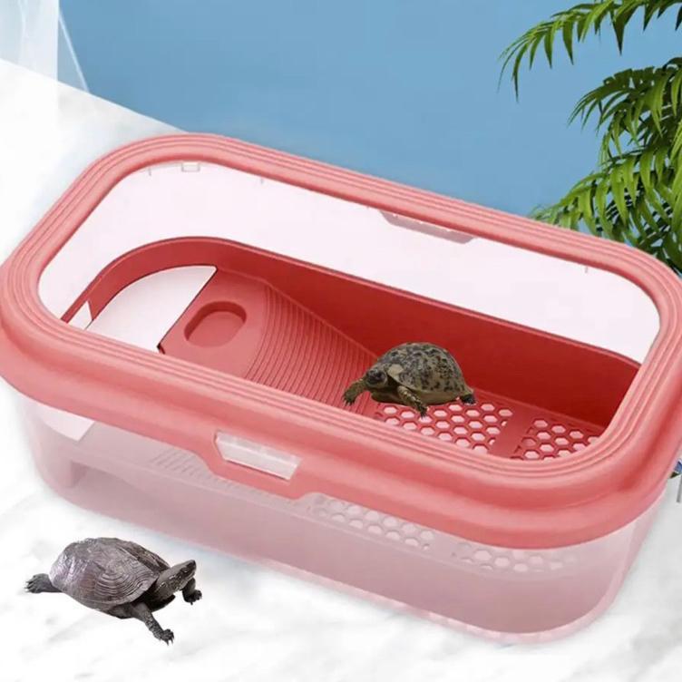 Merah Large Kandang Hewan Rumah Reptil Kura Kura Aquarium Tortoise Drying Akuarium Pet Cage Turtle T