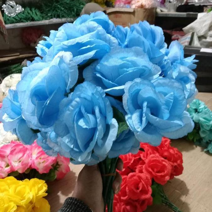 Bunga mawar artificial tangkai cabang 5 jual per lusin
