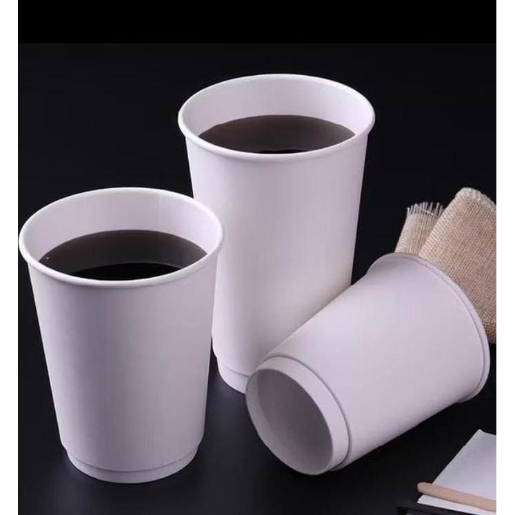 50pcs Paper Cup 16 oz Gelas Kertas 16oz Gelas Paper Polos Putih Dan Motif
