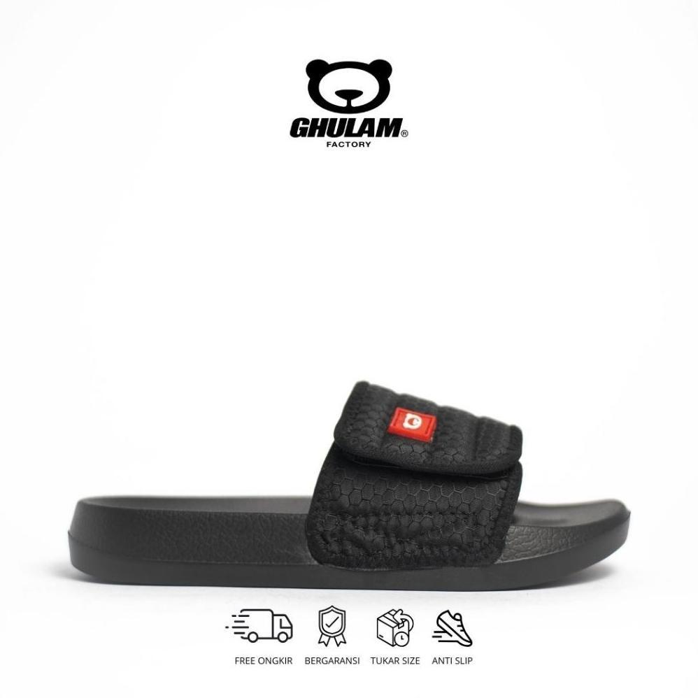 Diskon Ghulam Kids - Dave Sandal Anak Laki Laki Sendal Fliflop Karet Empuk Slide Ringan Hitam Sandal