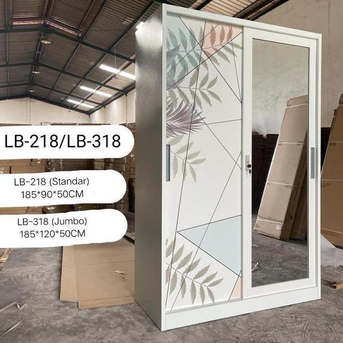Terlaris Lemari Baju Sliding Besi Lx3-818- Lemari Baju 2 Pintu - Lemari Baju Sliding - Almari Baju B