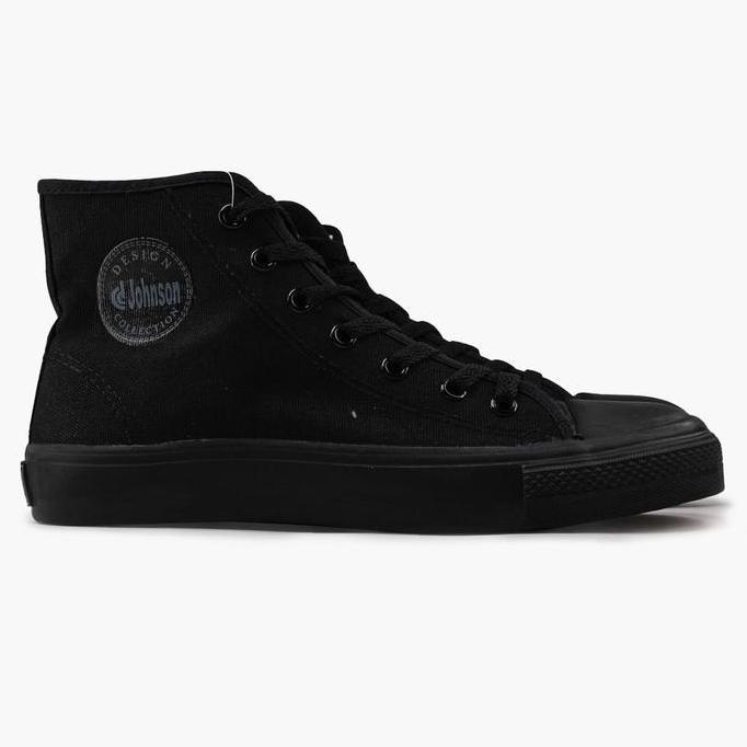 Sepatu Johnson - Basic HC Black Mono Hitam Sneakers Canvas Casual Karet Shoes Pria Wanita Sekolah Fu