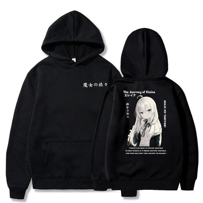 pasweger_ - sweater hoodie oversize elaina majo no tabitabi sablon depan belakang pria/wanita/remaja