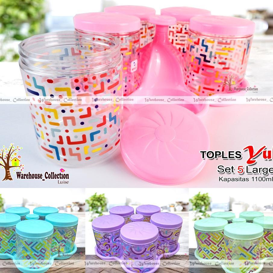 NEW!! Toples YUKI 1100 ml + Nampan  Set 5 Large // SET 3 LARGE // TOPLES KUE LEBARAN CANTIK // TOPLE