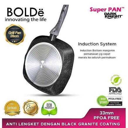 HARGA DISC - Bundling hemat BOLDe Grill Pan 28 cm+Wok Pan 24 cm Dark Knight Set Alat Masak Granite A